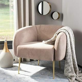 Couture Home Alena Mid-Century Pale Mauve e Gold Chair